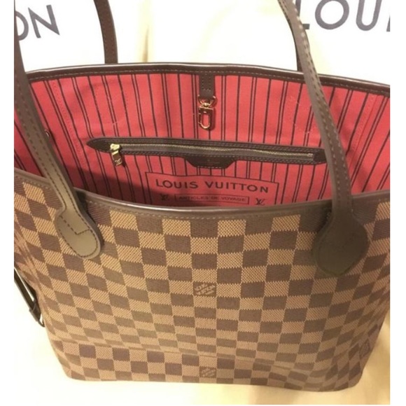 Louie Vuitton Red Leather Tote - Picture 4 of 5